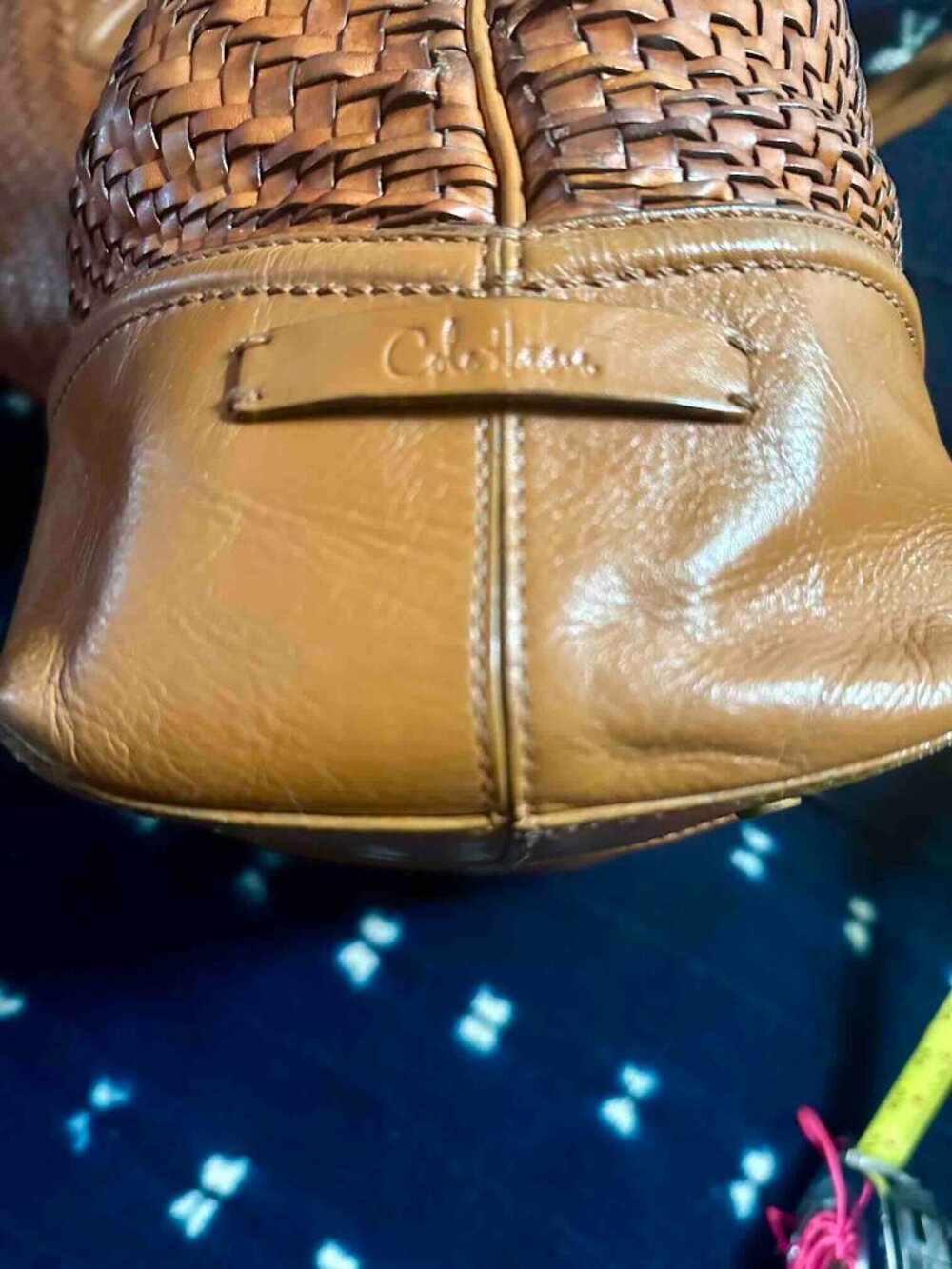 XL Vintage Cole Haan Genevieve Satchel laptop compartment Florentine leather - Picture 5 of 11